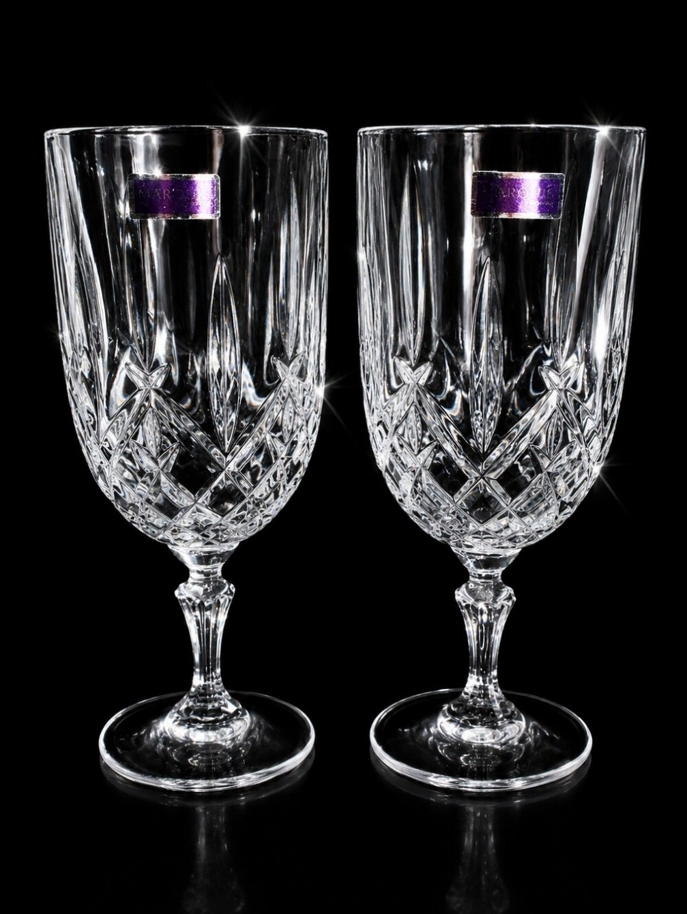 MARKHAM Marquis by Waterford Pair of Crystal Water Goblets 2 Foil Label NEW